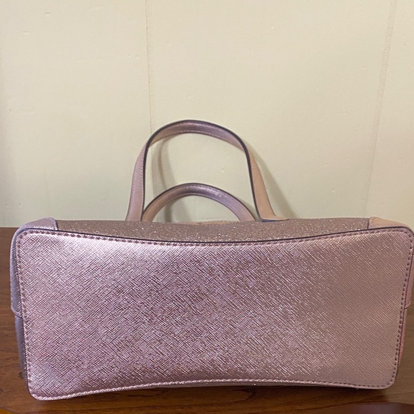 Kate Spade Rose Gold Tinsel Glitter Fabric Sparkle Satchel Purse Bag - Picture 5 of 5